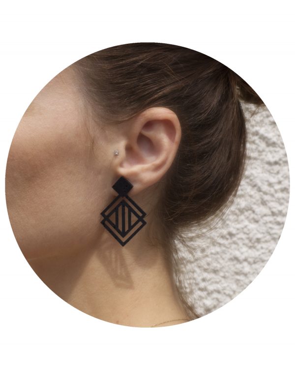 Boucles d'oreille ecoresponsables en liège noir de la marque Sablarah